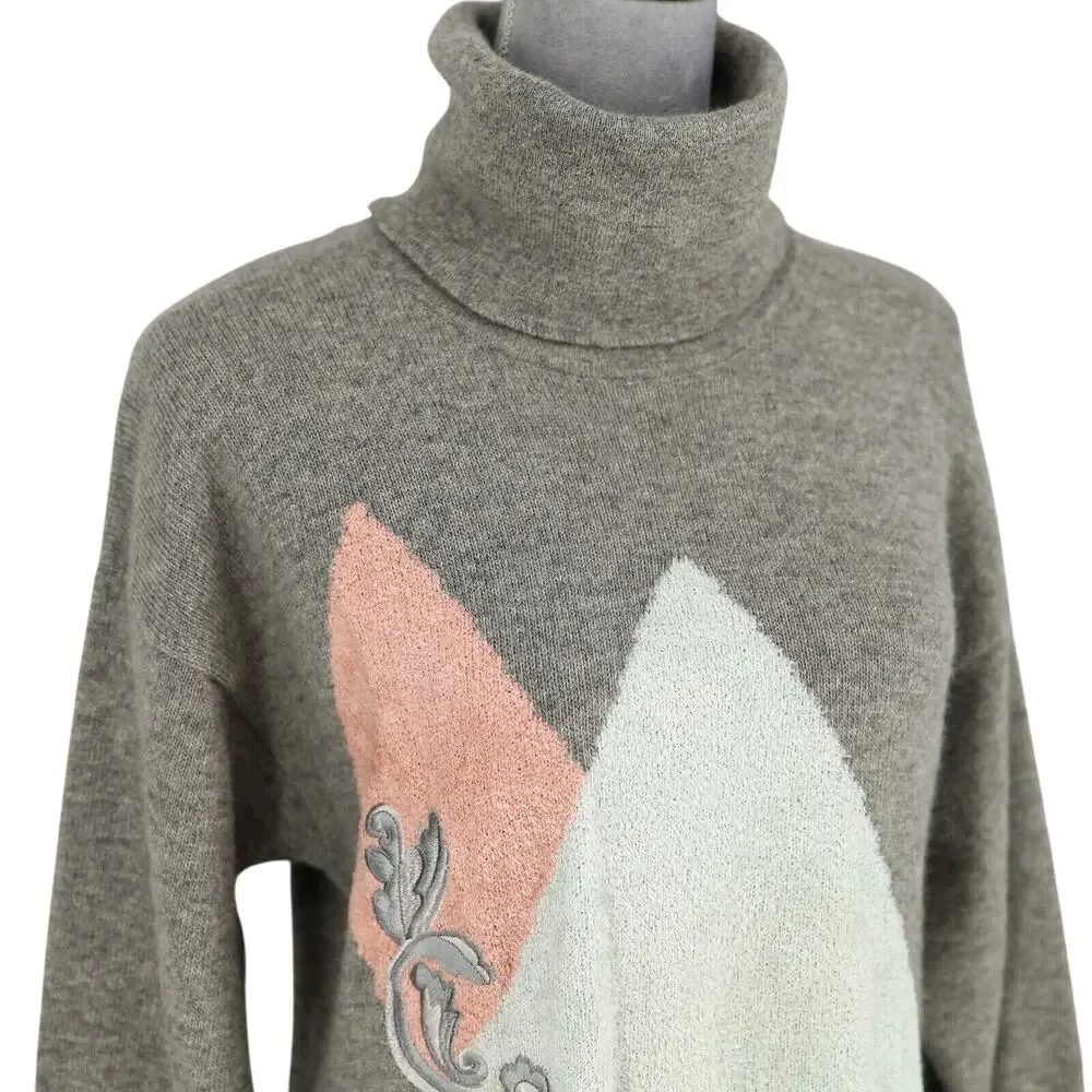 Laurel Escada Sweater Womens 8 US 38 EU Gray Wool Angora Long Preppy Vintage